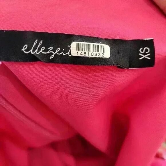 Elle Zeitoune Women's Pink Punch Poly Gathered Waist Midi Patrice Draped Satin L - Picture 16 of 16